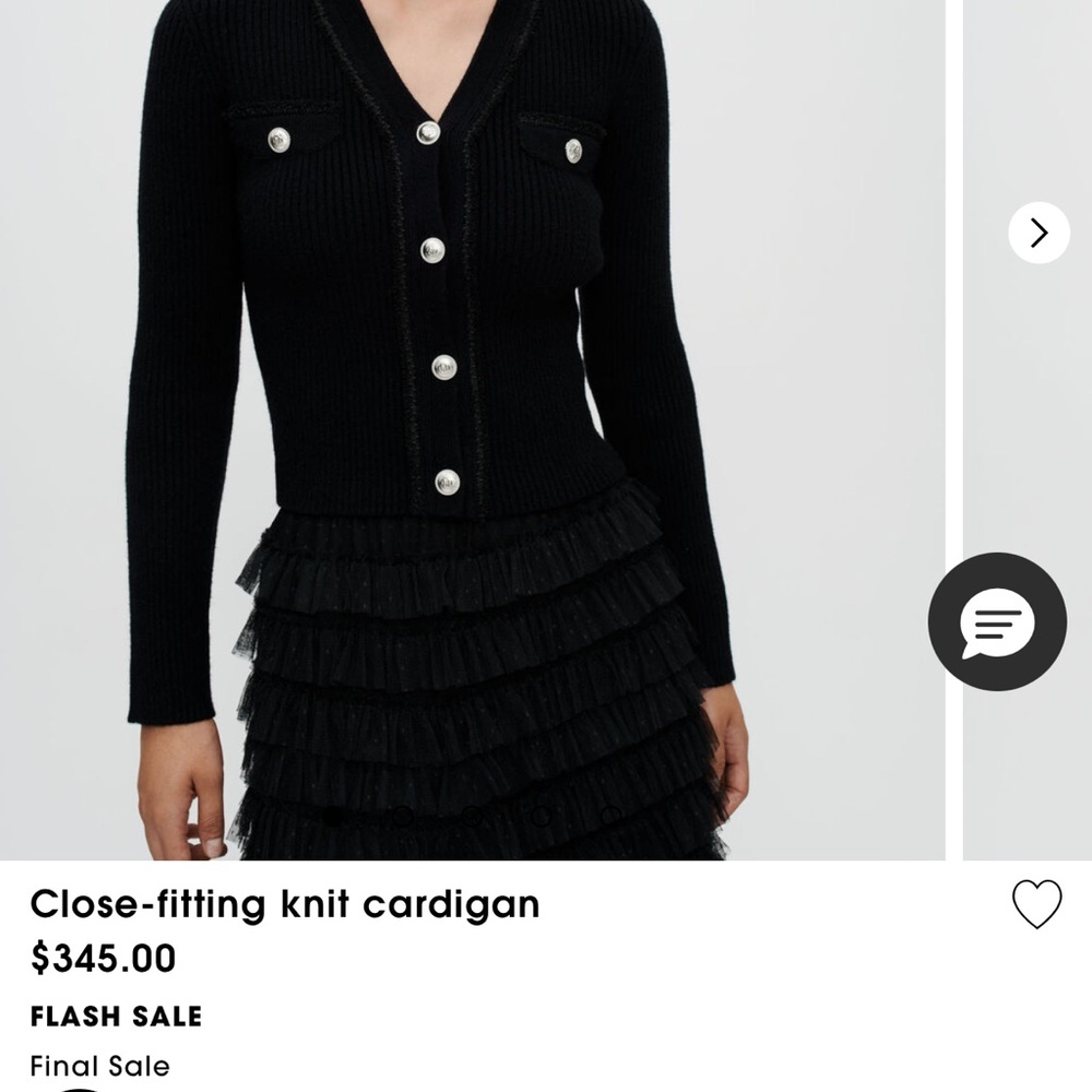 Maje Black Ribbed Cardigan with Silver Buttons - Picture 9 of 15